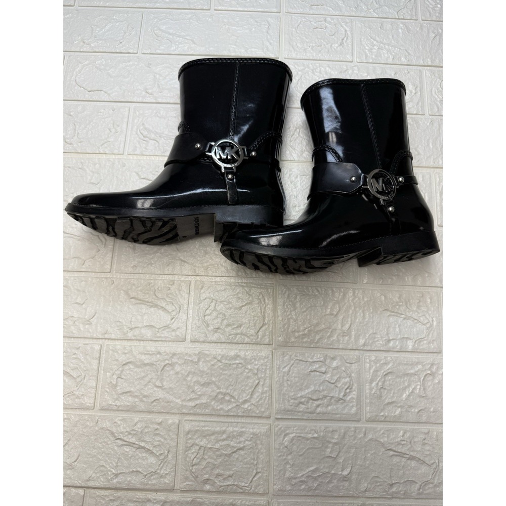 Michael Kors Women's MK Logo Mid-calf Rain Bootie in Black, Size 6